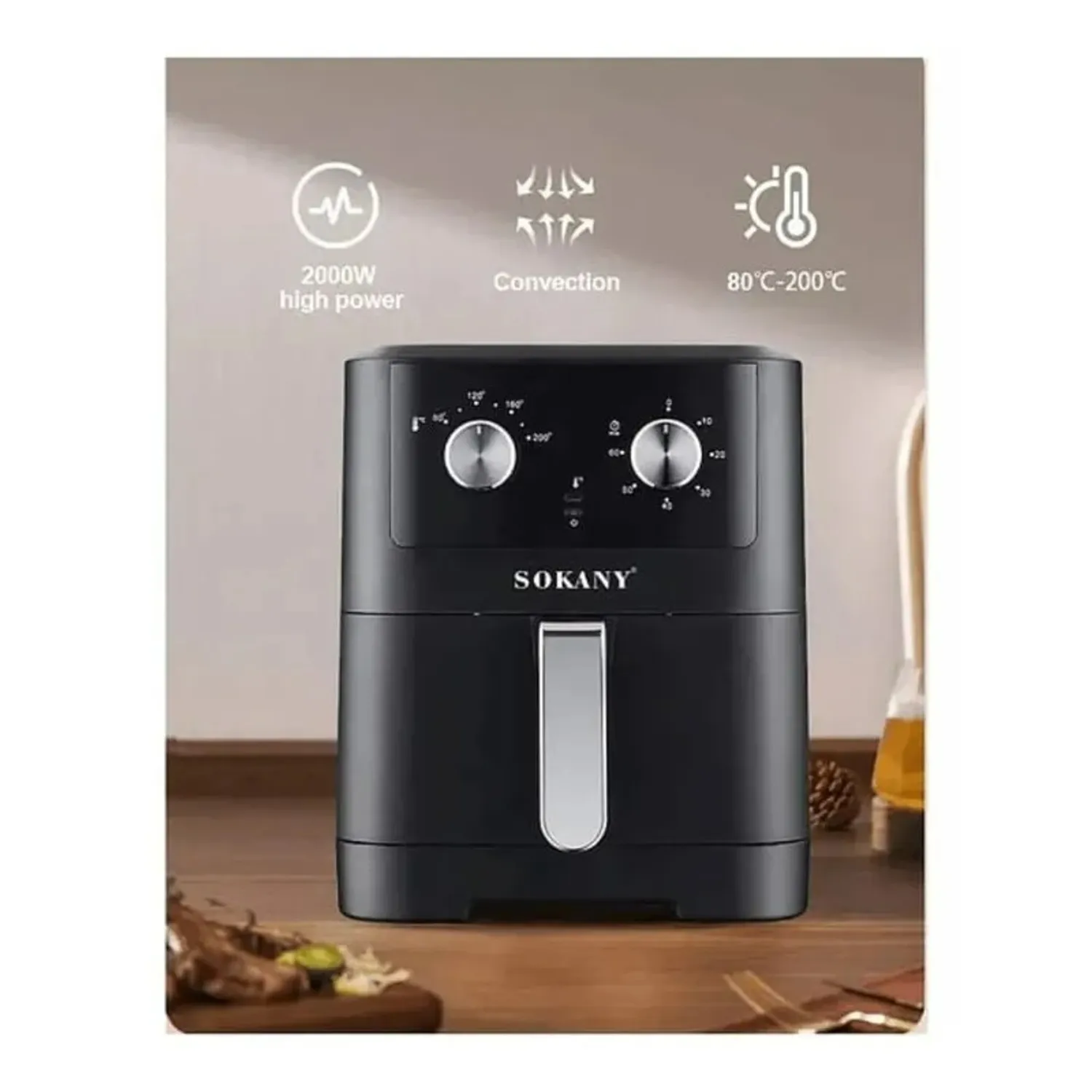 Freidora de Aire Inteligente 8 Litros Manual Multifuncional